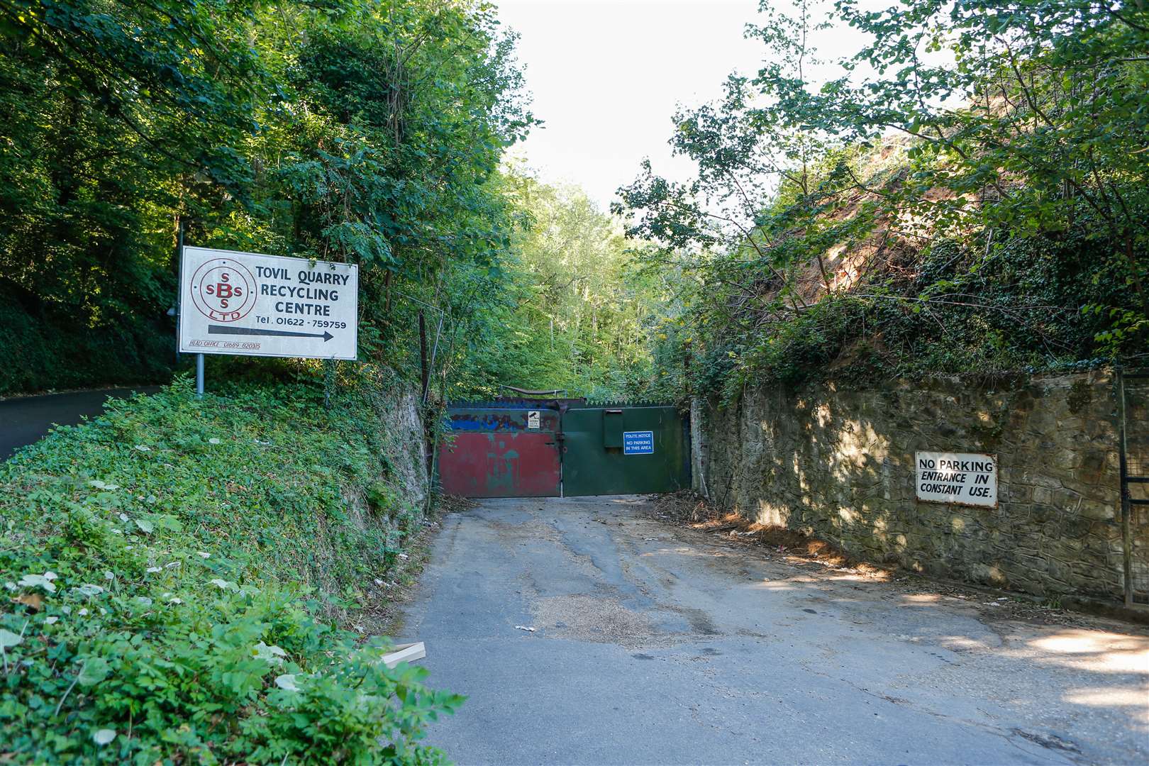 The existing entrance to the old quarry site
