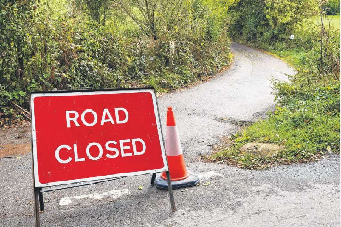 The road has been closed. Stock image