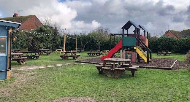 It was too wet for anyone to be sitting outside but the children’s play area looked impressive