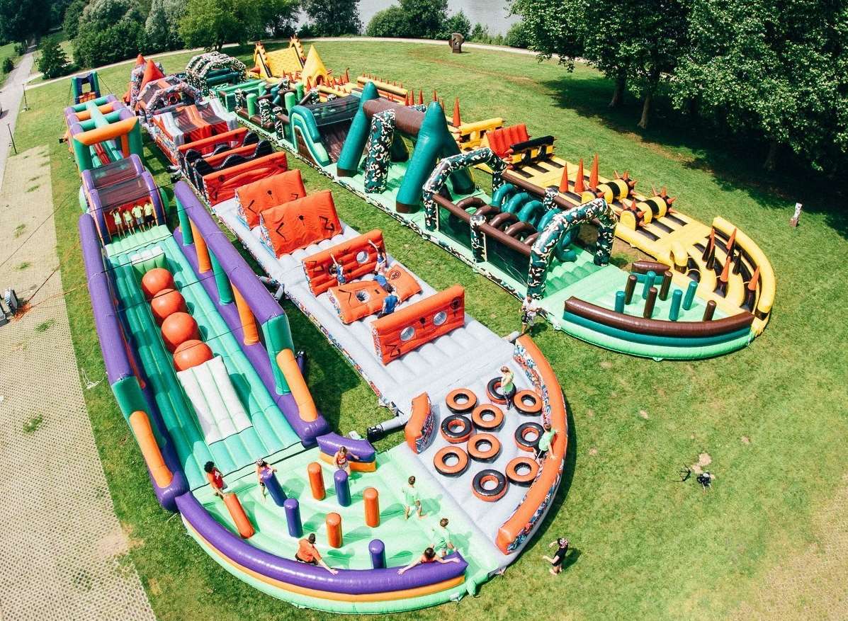 The world's largest inflatable obstacle course, The Beast, made its UK debut at Betteshanger
