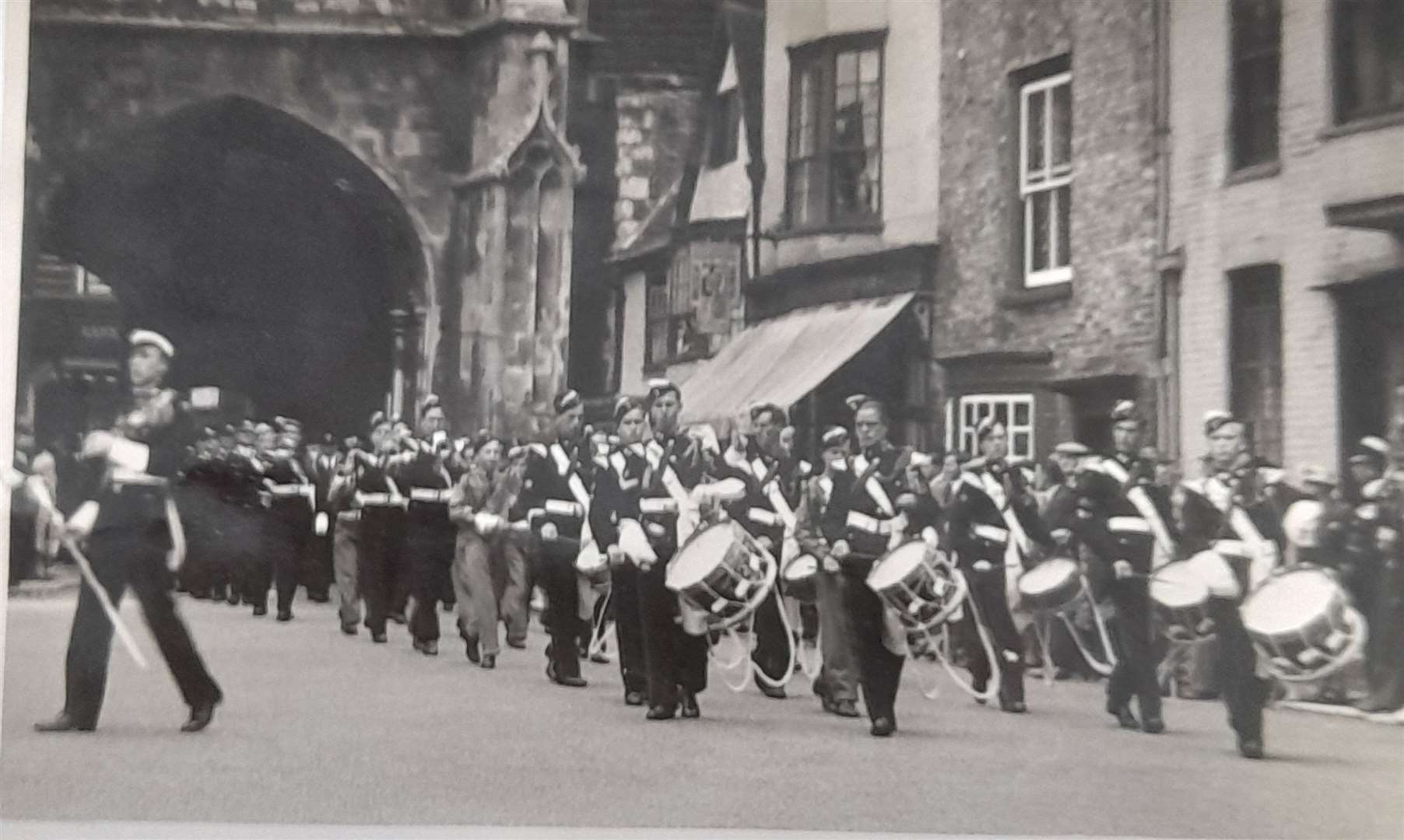 The band perform at a Canterbury church parade for the order of St John in 1952