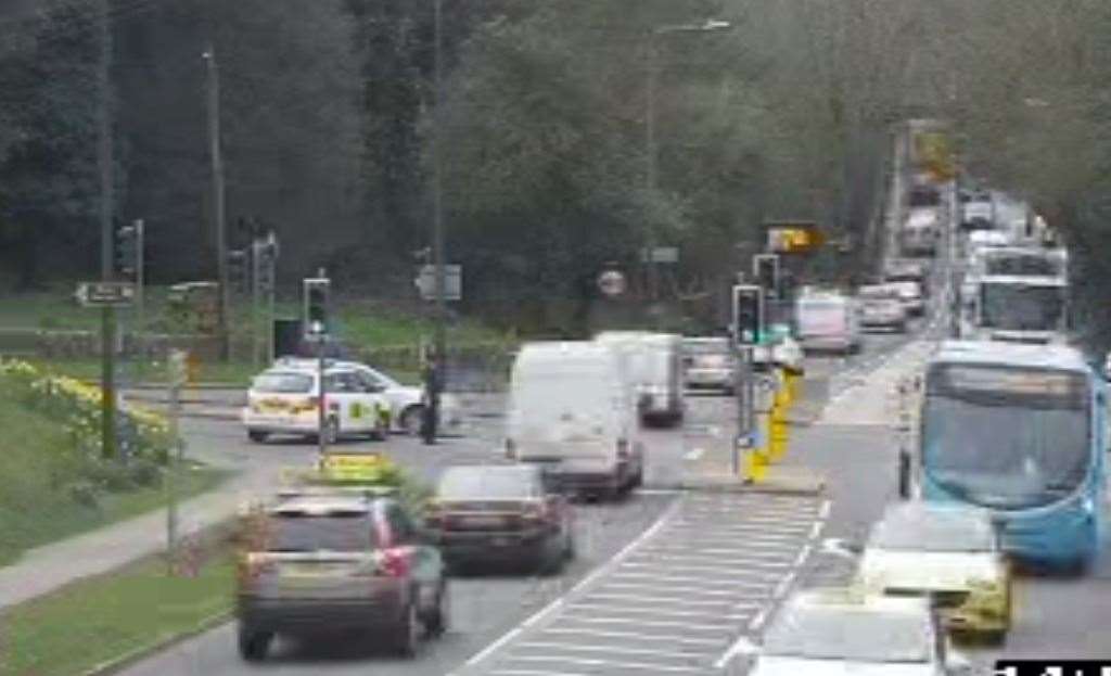 Willington Street near the A20 Ashford Road was closed after the accident. Picture: KCC Highways