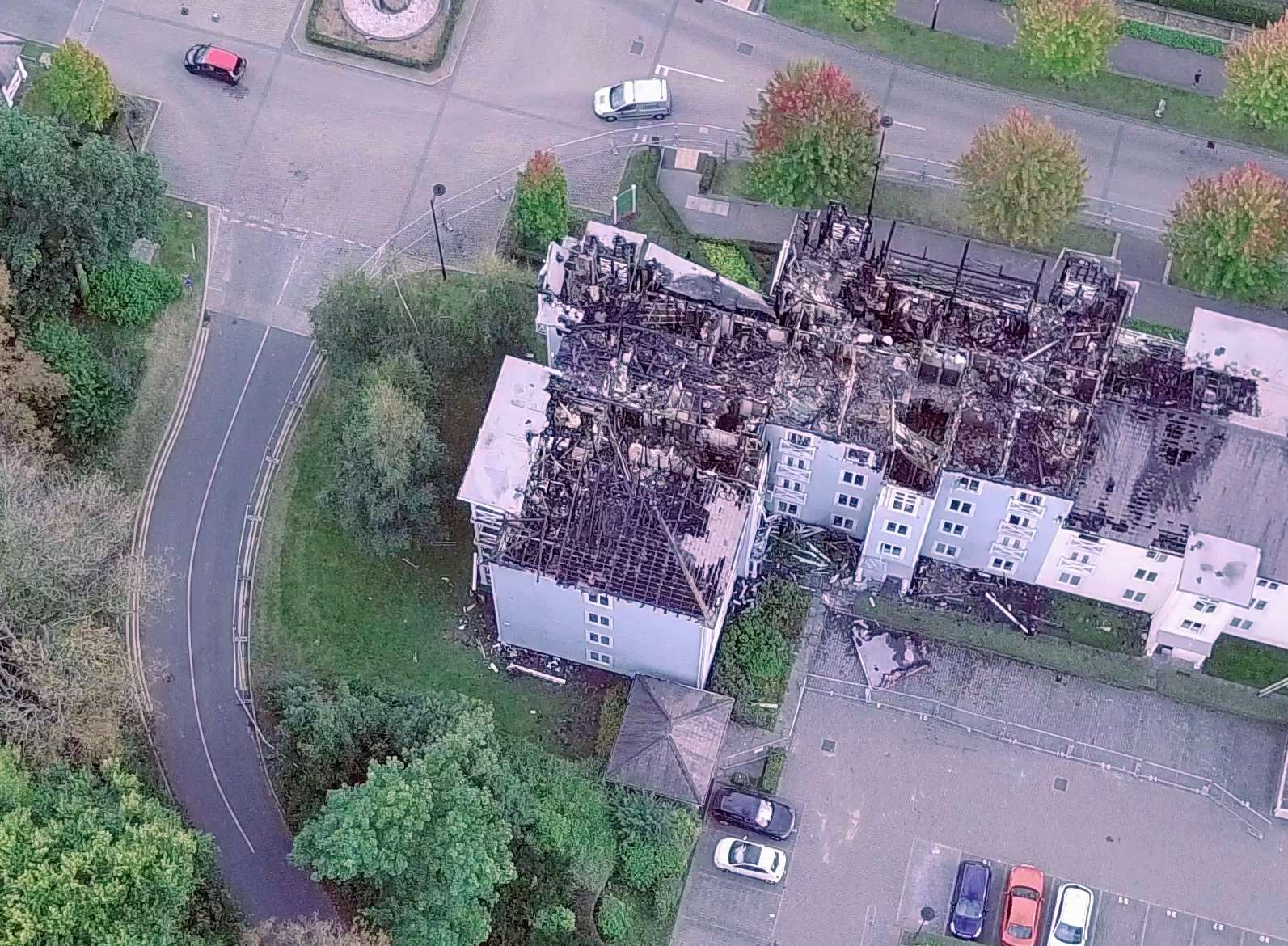 The damage to the roofs can be clearly seen. Picture: Wayne