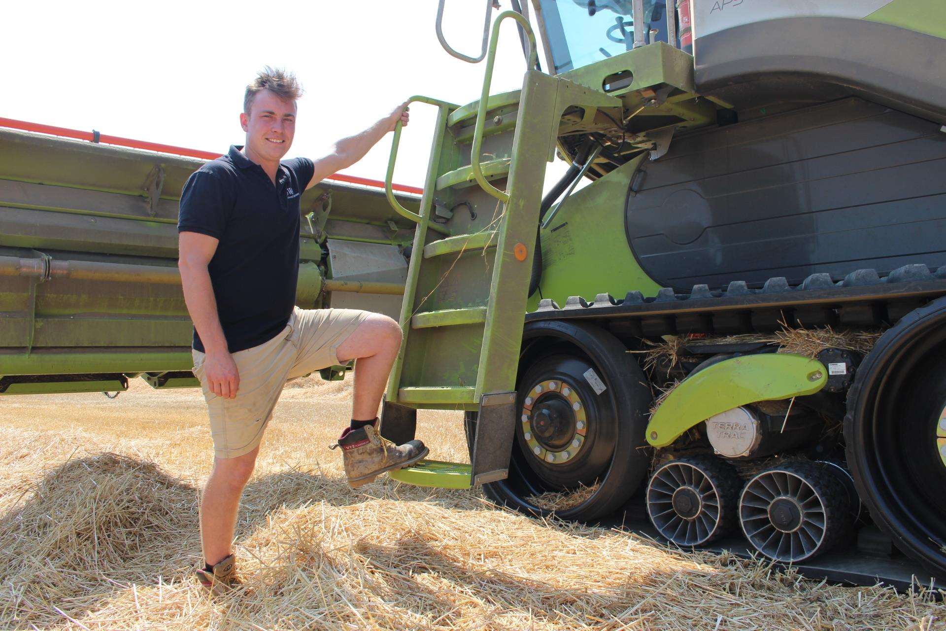 Harvesting time on the Isle of Sheppey with farmer James Attwood of SW Attwood and Partners and his state-of-the-art £400,000 combine harvester (3297691)