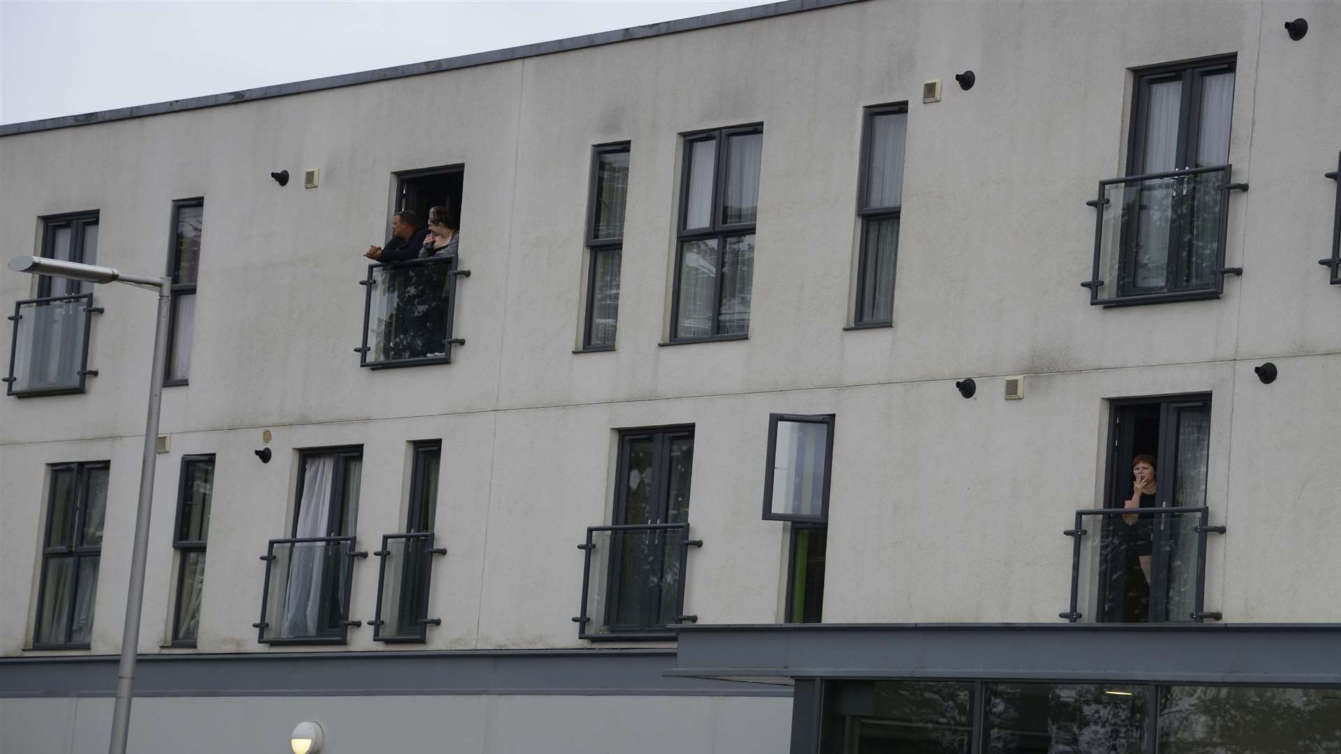 The woman plunged about 30ft from the building. Picture: Paul Amos.