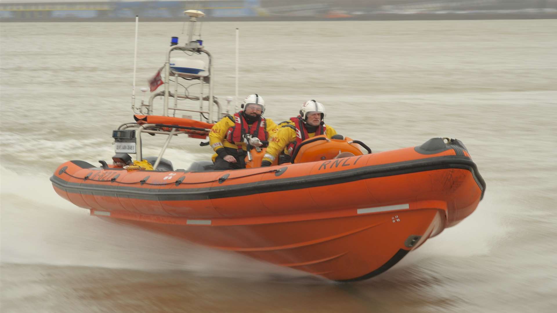 The RNLI lifeboat launching at Gravesend