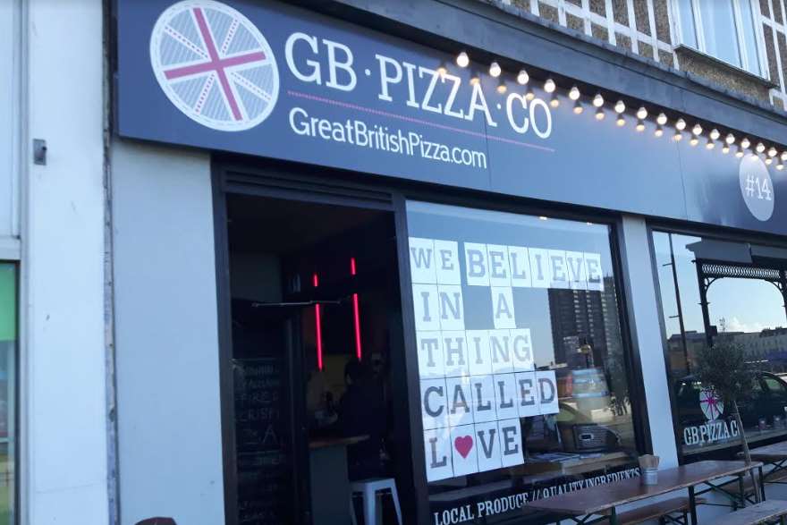 GB Pizza in Marine Drive displays a message of love