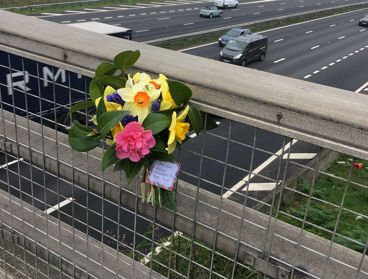 Flowers have been left on Lunsford Lane bridge after a teenager fell to his death at the weekend
