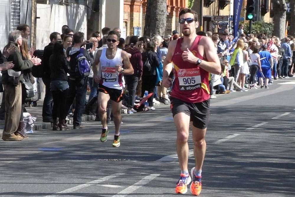 Sittingbourne Striders' Anthony Jackson on his way to 68th position in Sunday's London Marathon