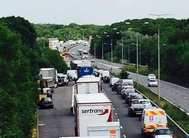 Traffic is building on the A2. Picture: John Hippisley.