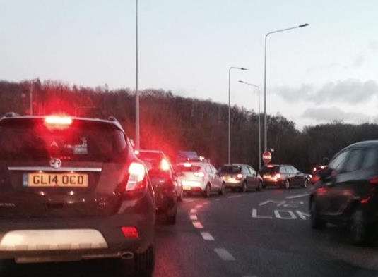 Traffic queuing on the A249 at Stockbury. Stock image
