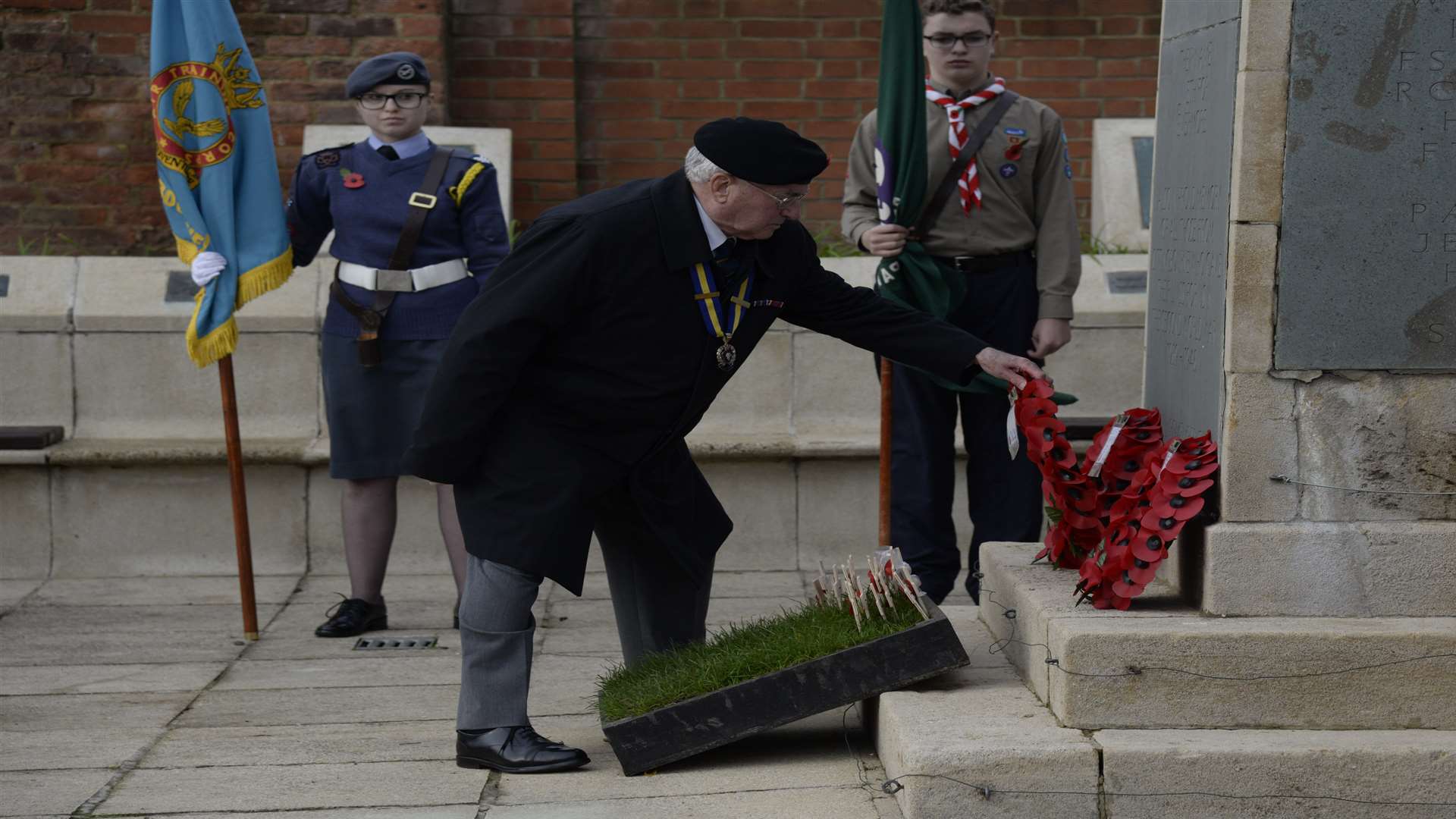 A wreath is laid at Sittingbourne war memorial last year