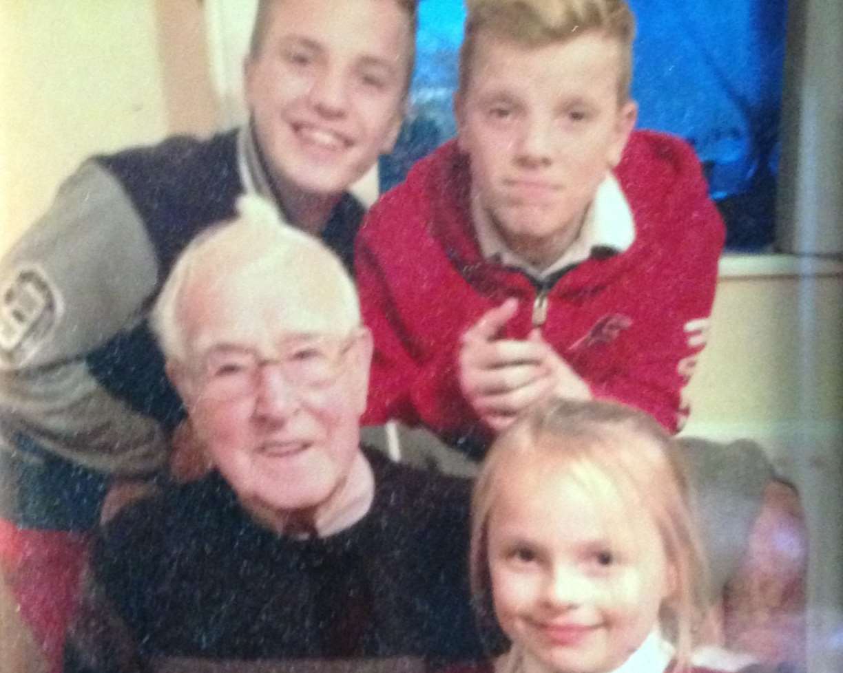Richard Kane with great grandchildren Tommy, Alfie and Lily