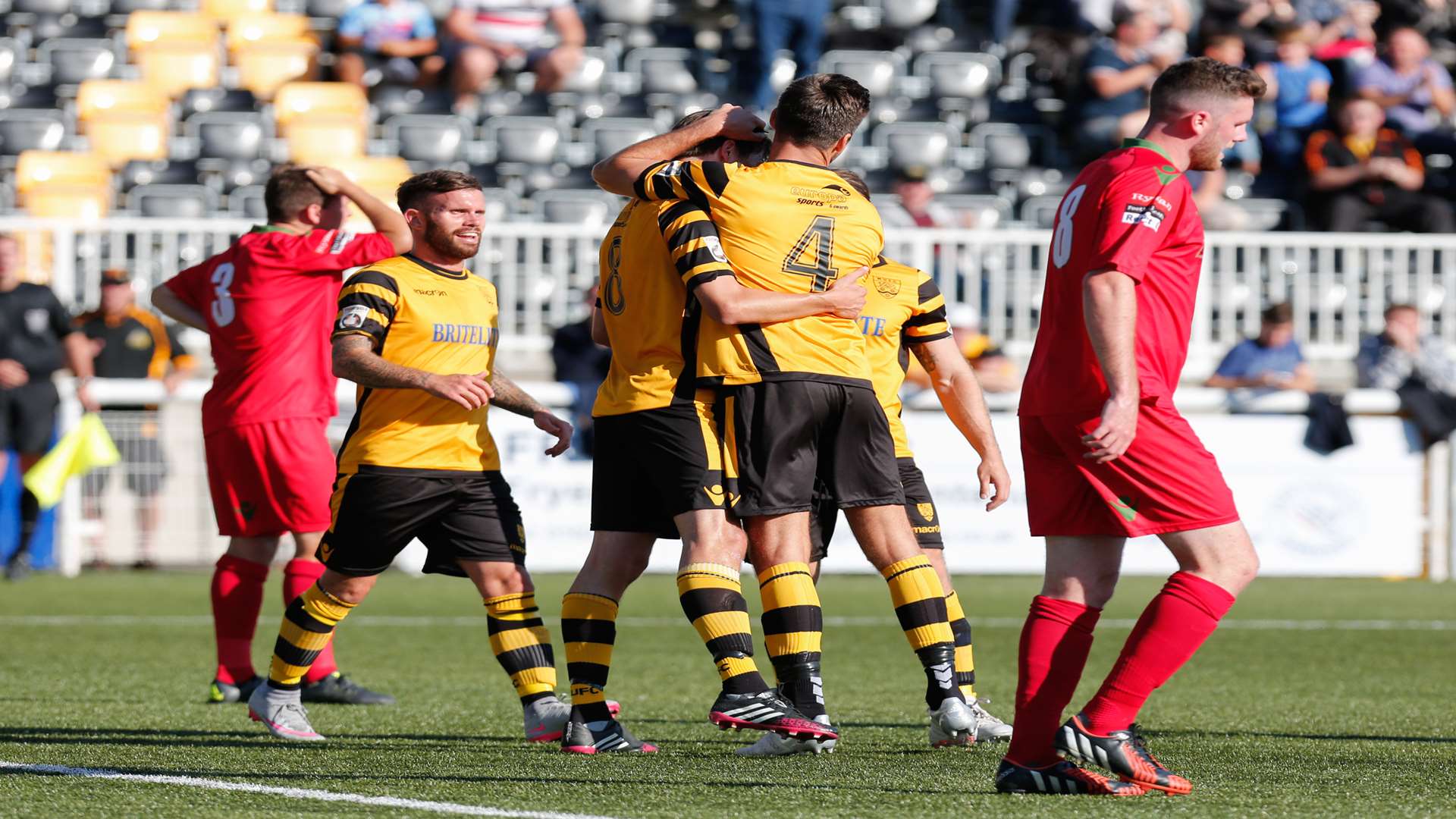 Maidstone celebrate one of their six goals against South Park Picture: Matthew Walker