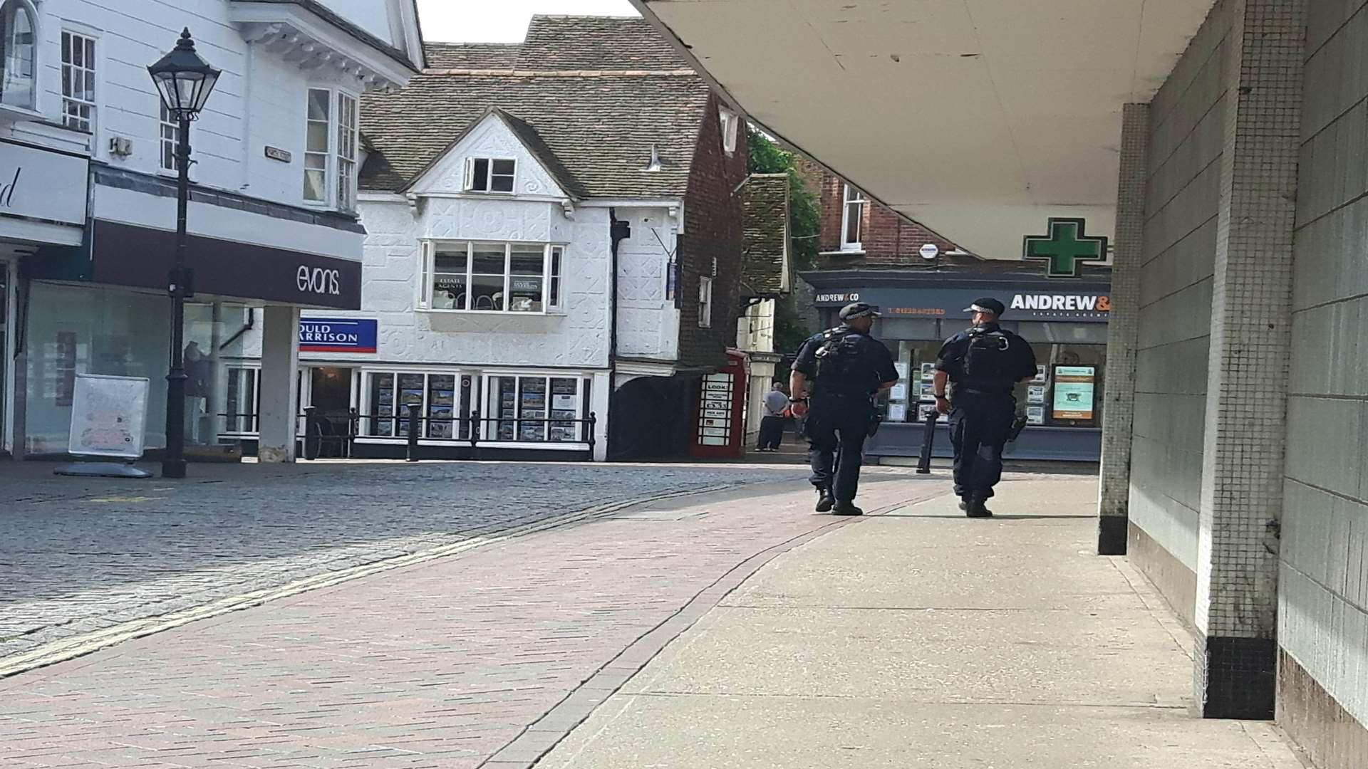 Armed police officers patrol streets in Ashford due to terrorism threat