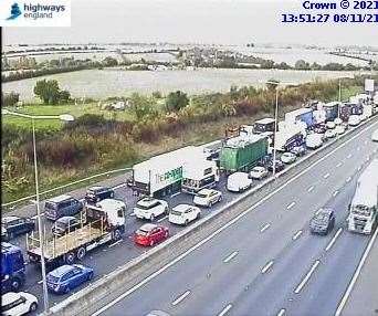 There are delays on the M25 after a crash. Image from Highways England