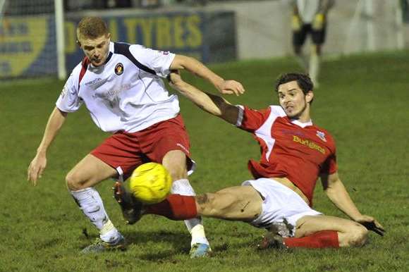 Action from Ebbsfleet's FA Trophy win at Whitstable (Pic: Tony Flashman)