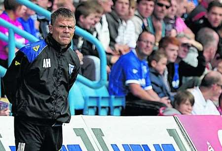 Andy Hessenthaler looks on during Gillingham's 3-1 home win against Burton Albion
