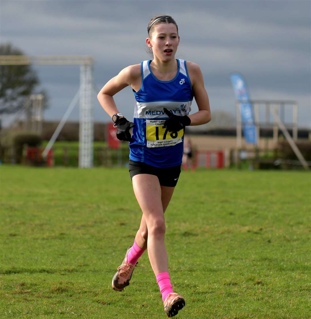 Hannah Olivia Painter, racing for MedwayTri, was fourth in the under-15 age group. Picture: Barry Goodwin