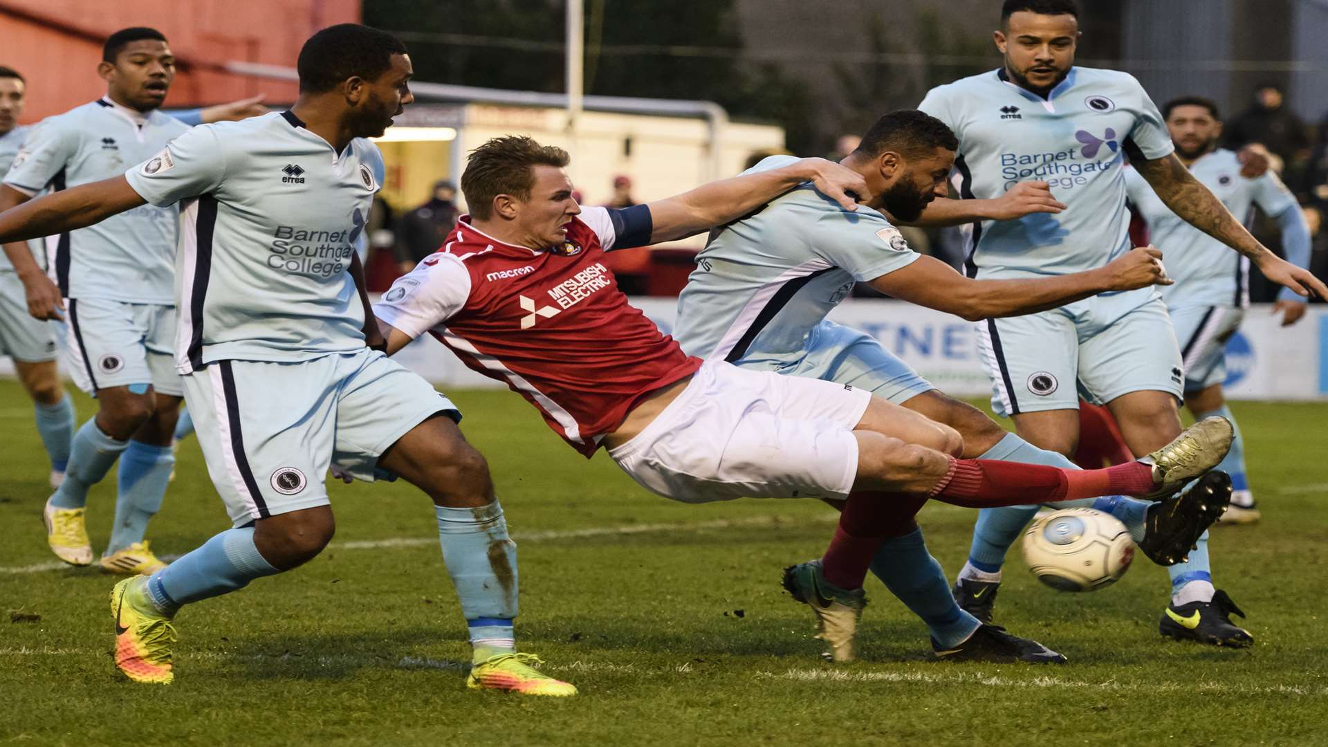 There's no way through for Ebbsfleet captain Dave Winfield Picture: Andy Payton