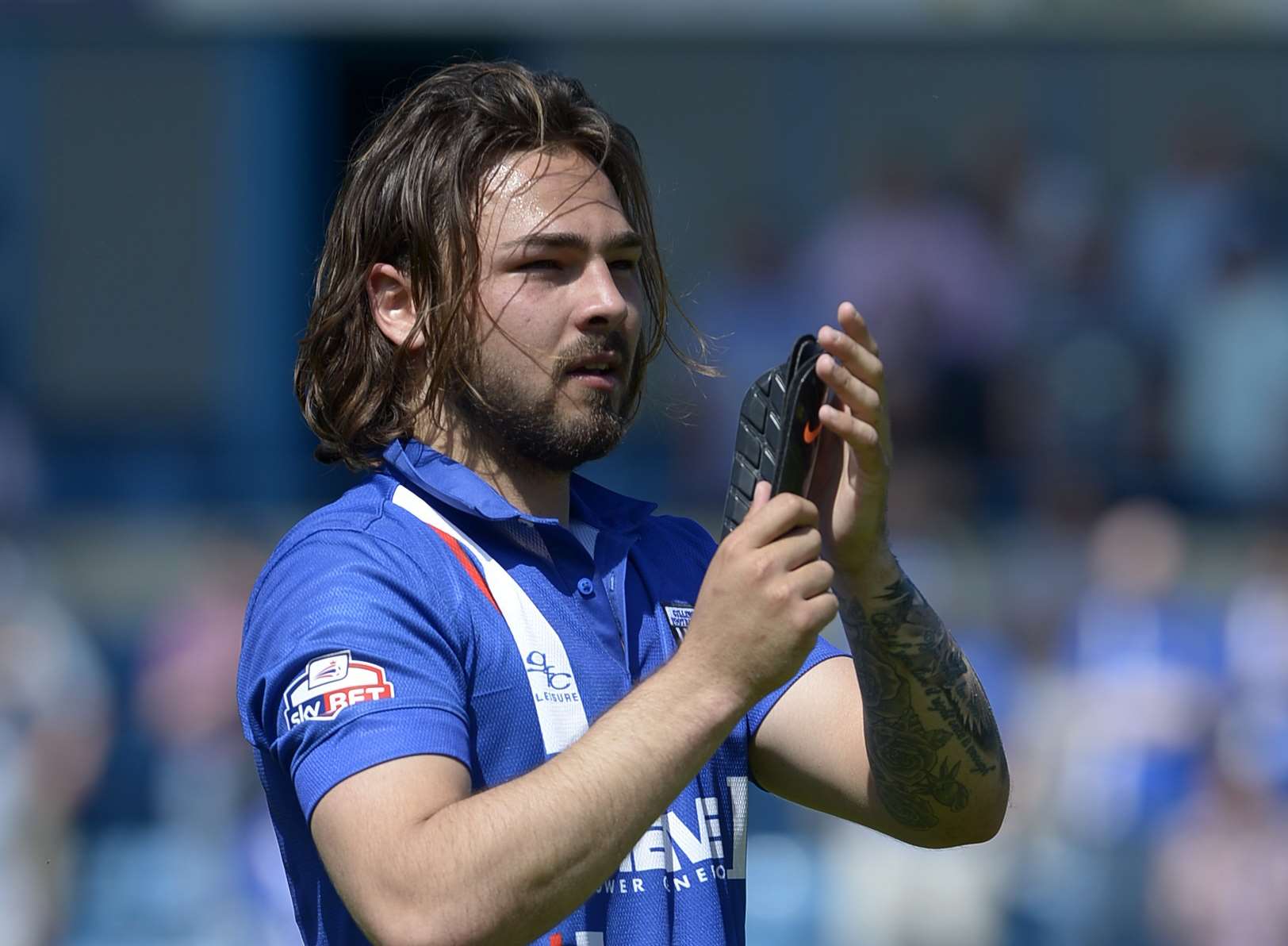 Bradley Dack thanks the Gillingham fans after Millwall defeat Picture: Barry Goodwin