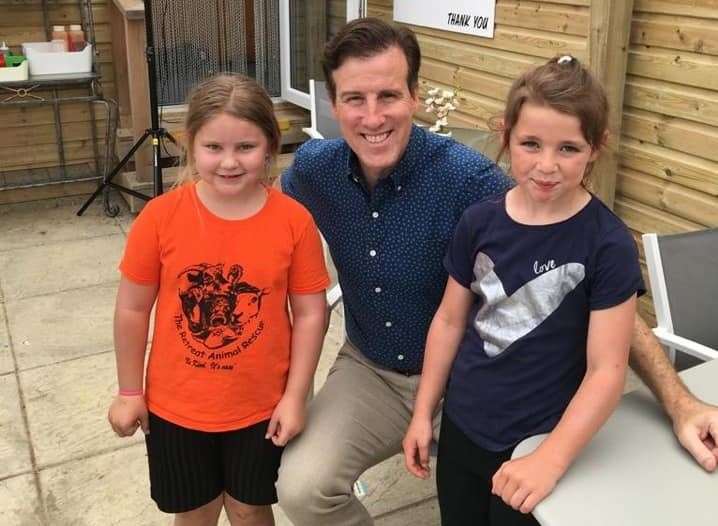 Anton Du Beke is pictured at the Retreat with Darcy, six and Ellie, seven