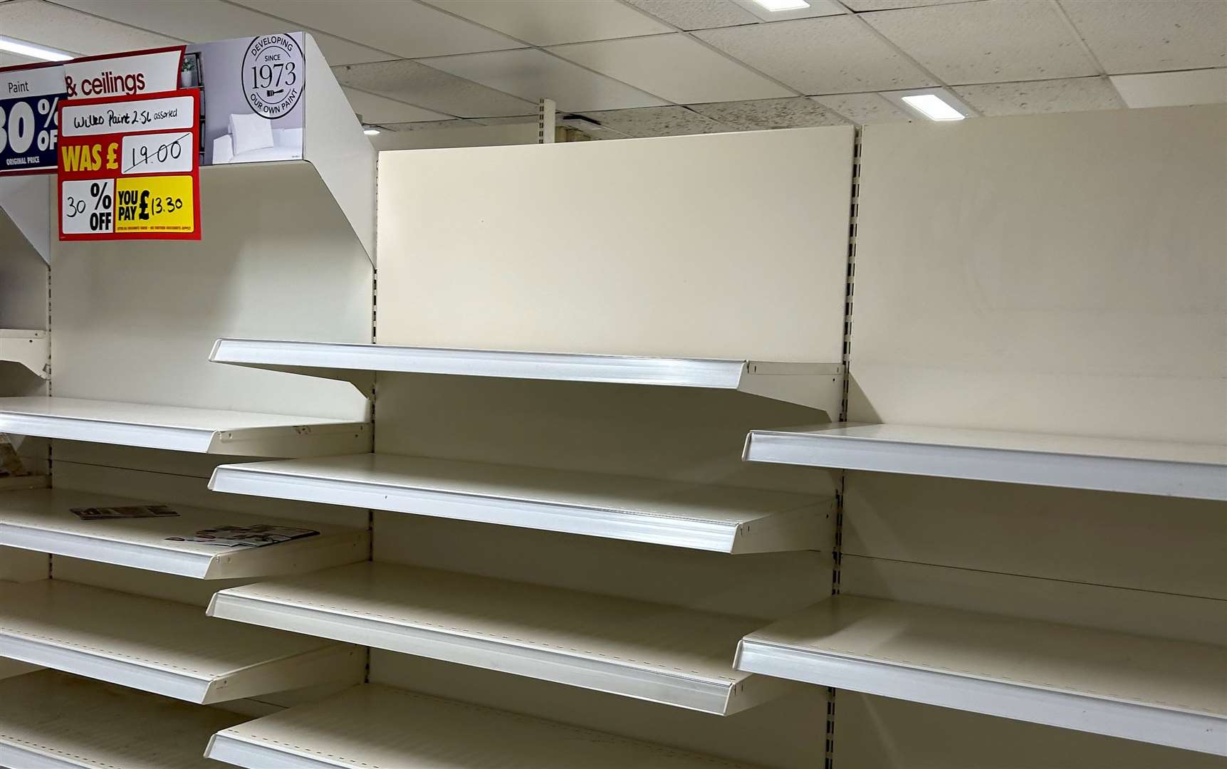 Shelves which used to be packed now are empty