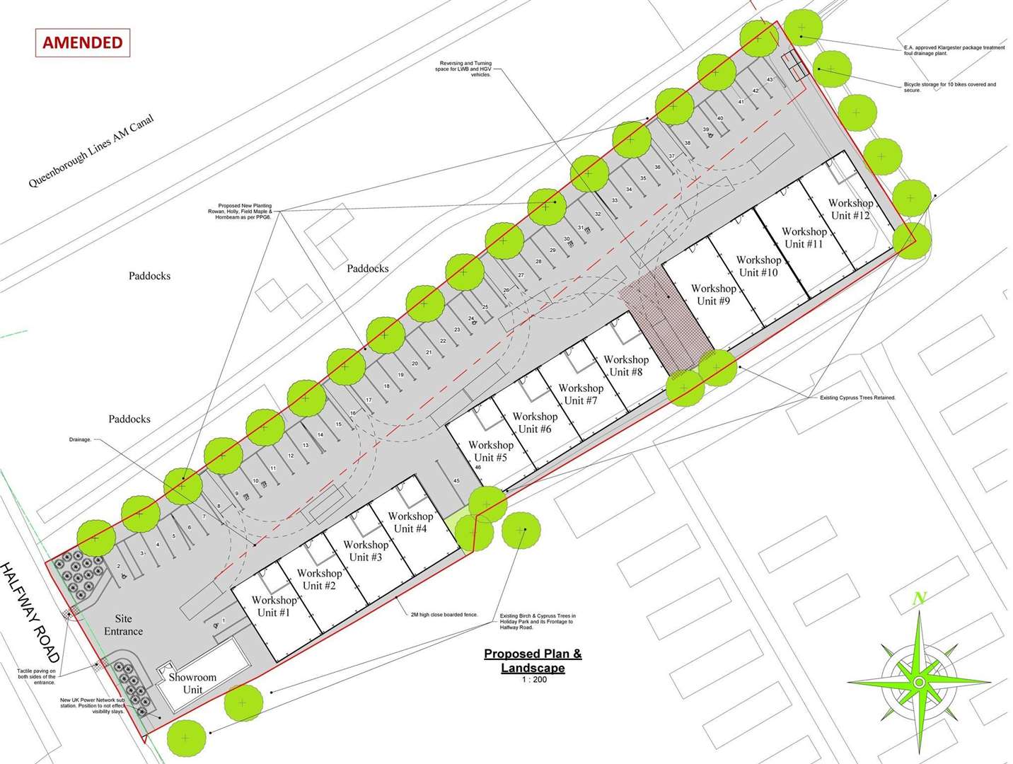 Approved plans for business units and workshops at Monkey Farm, Halfway Road, Sheerness