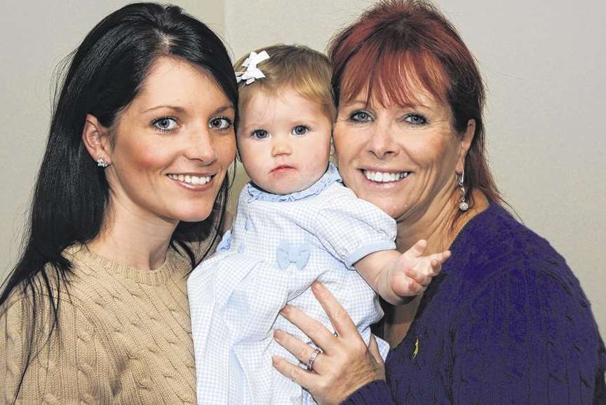 Sophie Howes, with eight-month-old daughter Connie and Sophie's mother Virginia Howes