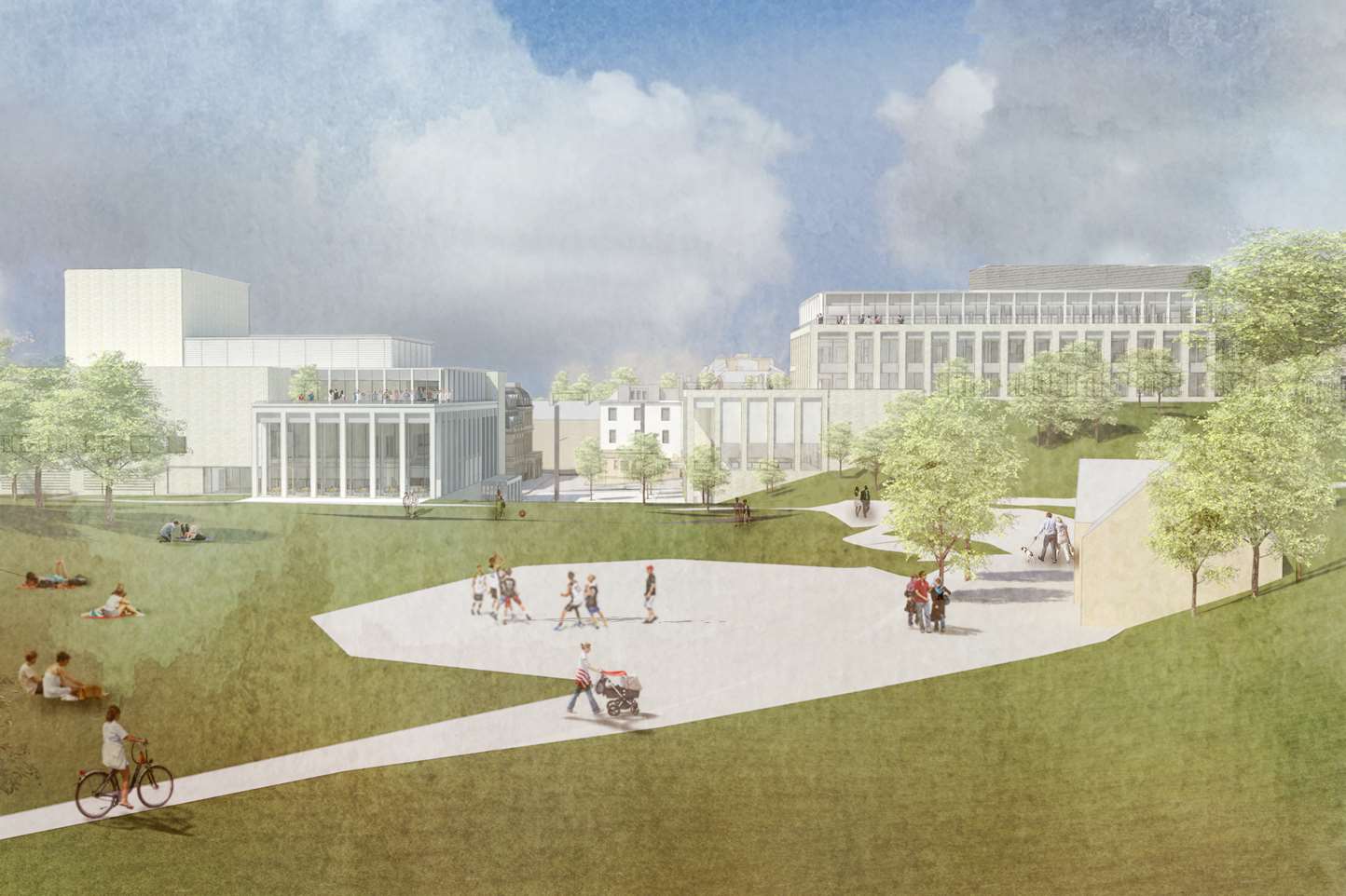 An artist's impression of the proposed civic centre from Calverley Grounds
