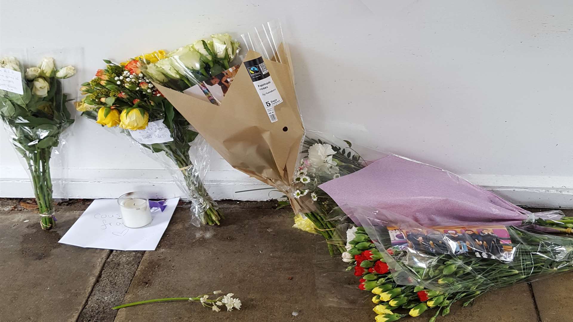 Flowers were left in memory of Frank Brown