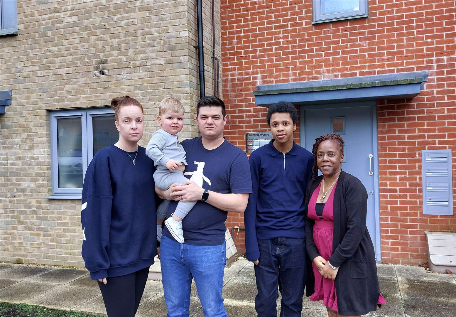 Hayley Northwood, husband Ashley and son Henry are calling for the defects to be fixed alongside neighbour Michelle Henry and son Adrian