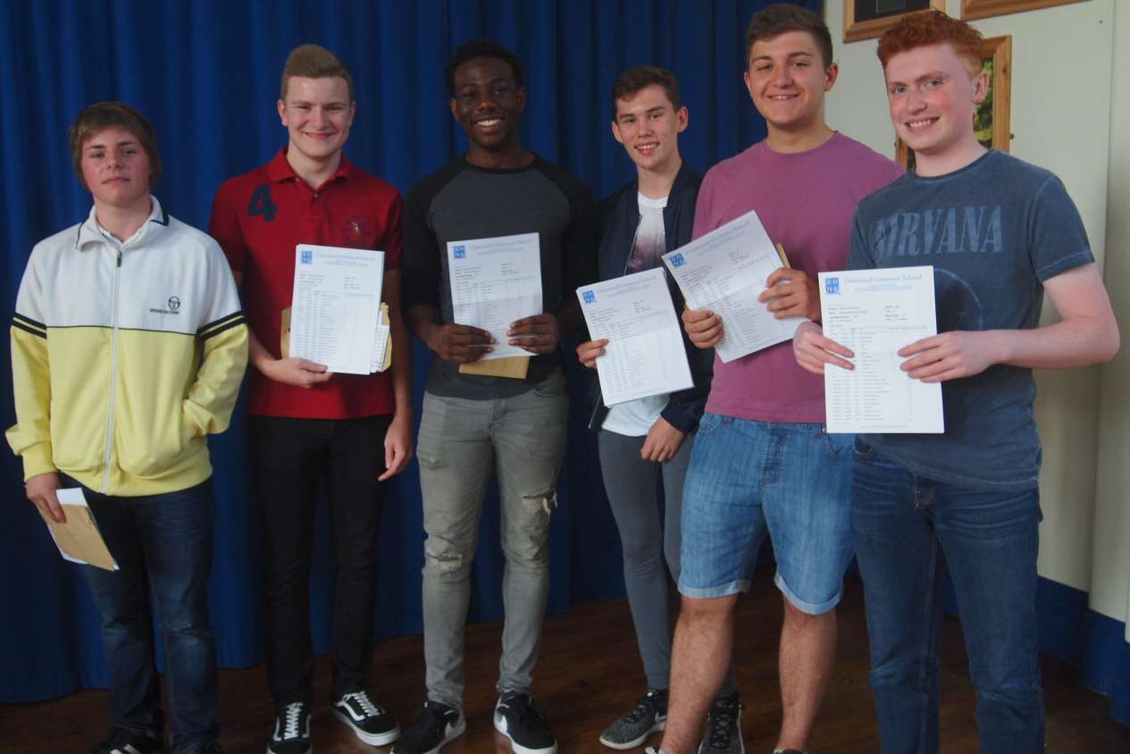 Boys at Gravesend Grammar School celebrate good results