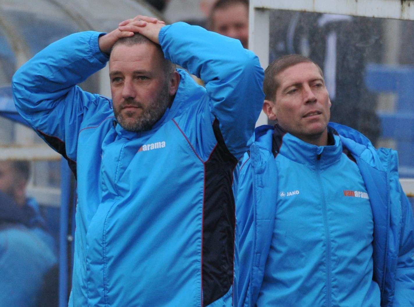 Maidstone boss Jay Saunders and No.2 Nicky Southall Picture: Steve Terrell