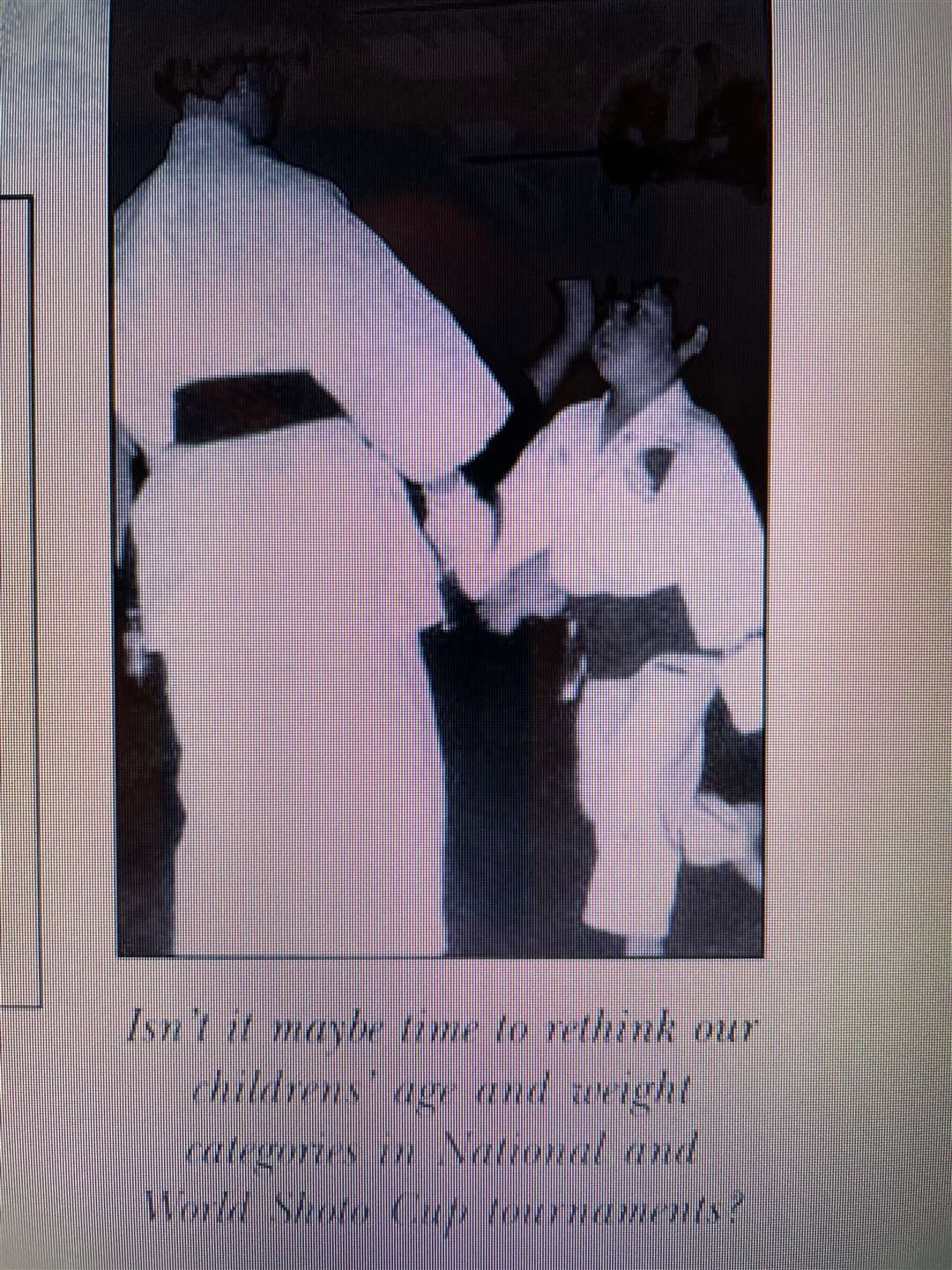 A young Keith Ashburn takes on a larger karate opponent. The age and weight category rules would be changed after the photo.