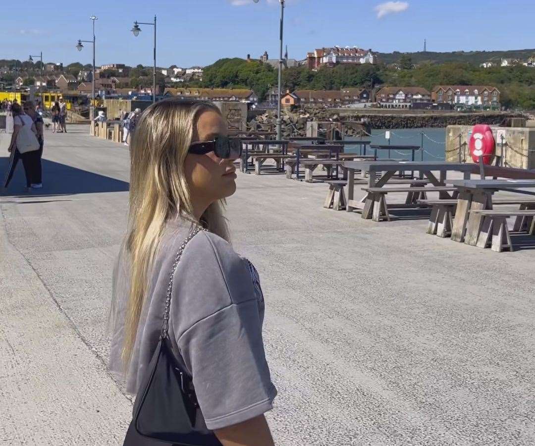 Ella, pictured in Folkestone, says she is ‘gutted’ about the break up