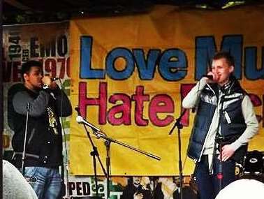JDefianT performing at the Love Music Hate Racism Festival