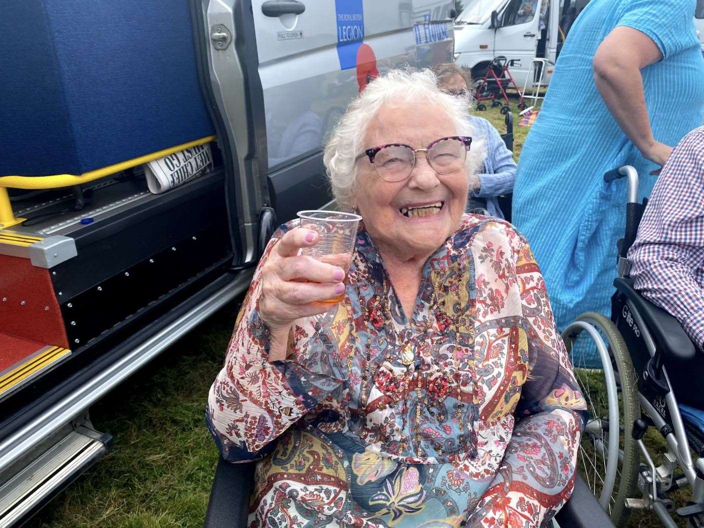 Daphne Glazebrook enjoyed a glass of Pimms in the sunshine