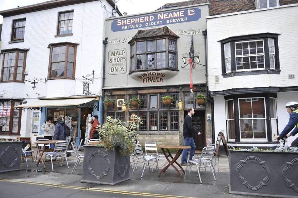 A man pulled the knife outside the Bishop's Finger pub
