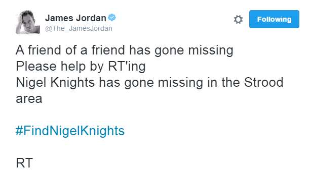 James Jordan sent this tweet to support the search