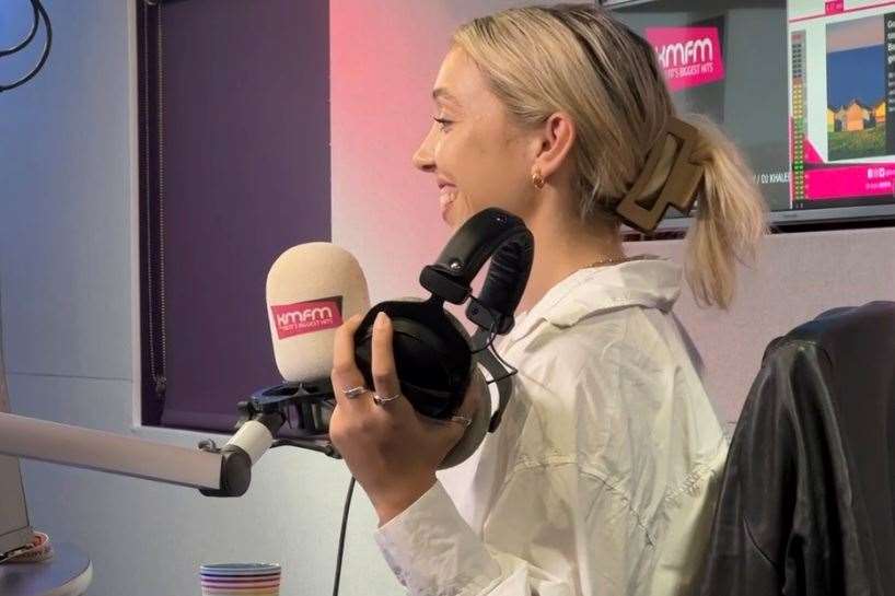 Chelsea Little behind the scenes at kmfm. Picture: Megan Carr