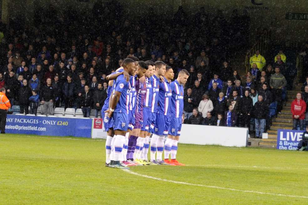 A minutes silence was held before the start of the Gillingham match on Saturday. Picture: Barry Goodwin.