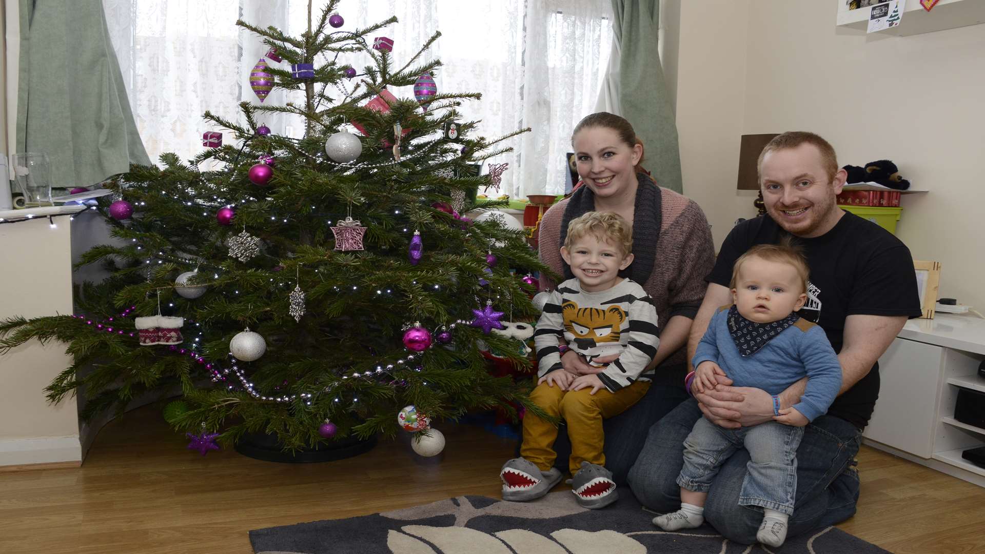 Laura, Matthew, Lucas and Owen Rice ready to celebrate Owen's first Christmas. Picture: Paul Amos