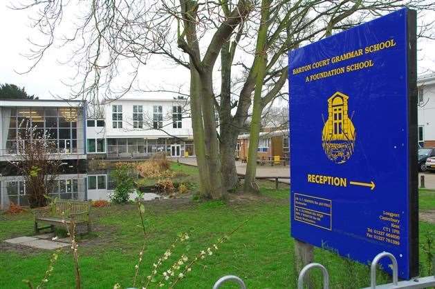 Barton Court Grammar School has been downgraded from 'outstanding' to 'good'