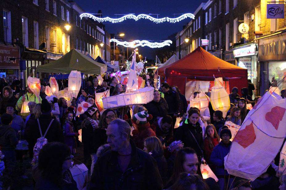 Sheerness Christmas lights and Lantern Parade around the clock tower 2014