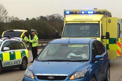 The emergency services tend to a 64-year-old West Malling man after he was involved in a serious accident on the M20
