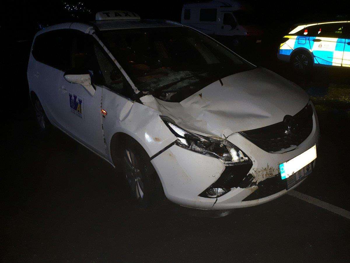 The damaged taxi after the accident. Picture: Kent Police