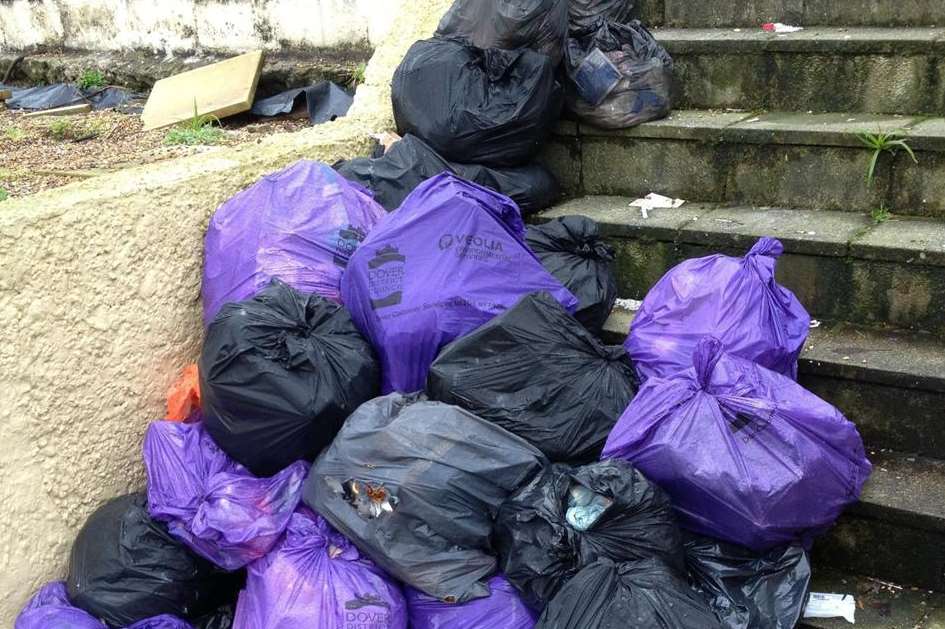 Fly-tipping in Folkestone Road, Dover