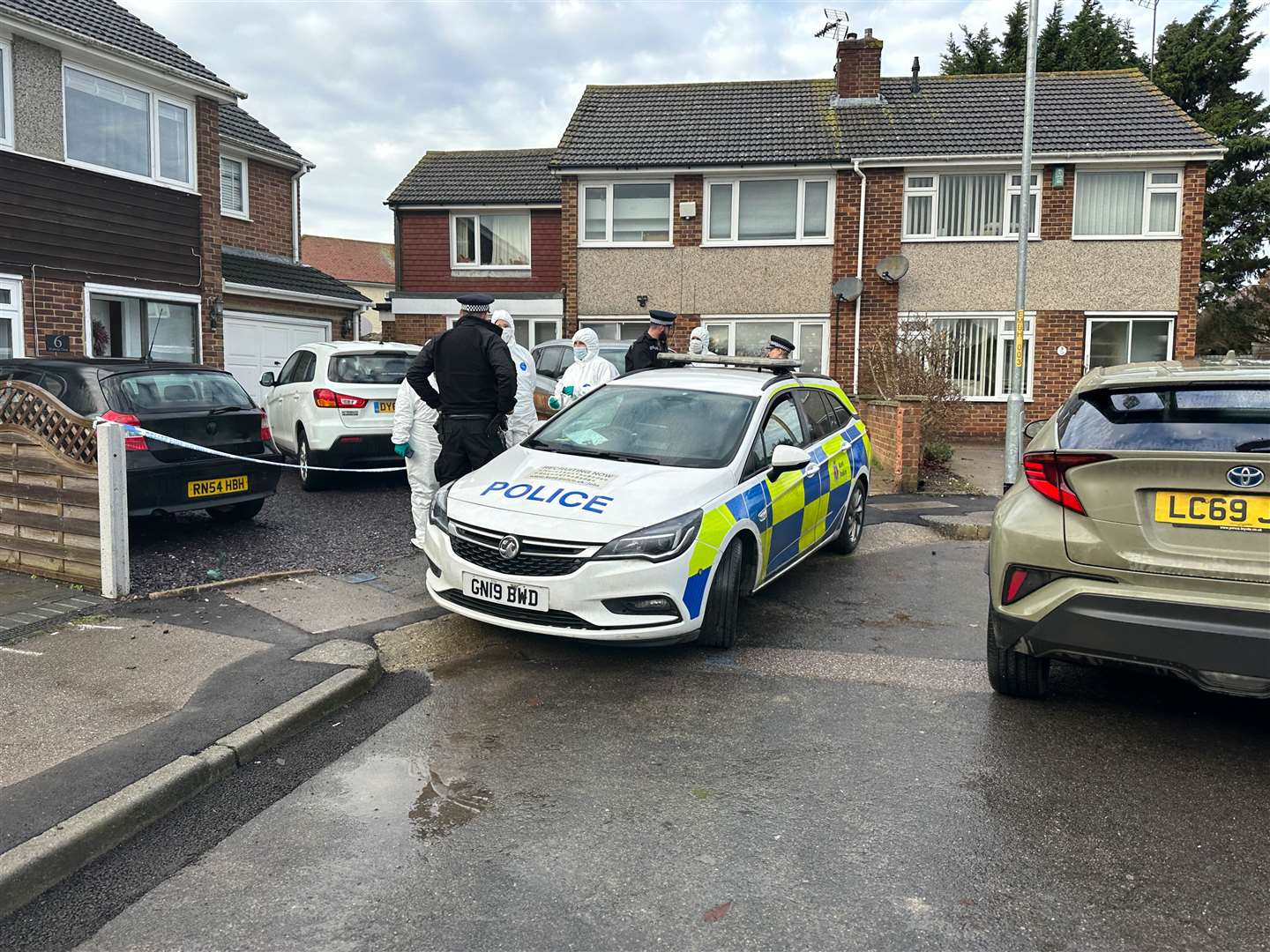 Police cordoned off the home, which is just off College Road in Sittingbourne