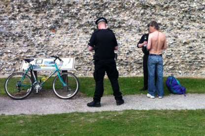 Police talk to one man about his behaviour